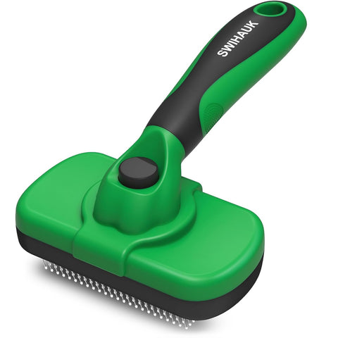Swihauk Self Cleaning Slicker Brush for Dogs and Cats | Pet Deshedding Grooming Tool