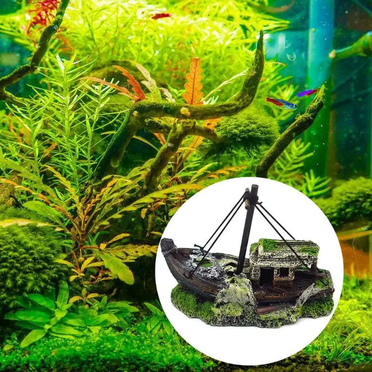 Aquarium Decoration Resin Pirate Ship Wreck – Fish Tank Landscape Ornament