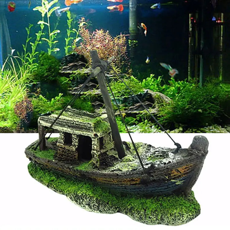 Aquarium Decoration Resin Pirate Ship Wreck – Fish Tank Landscape Ornament