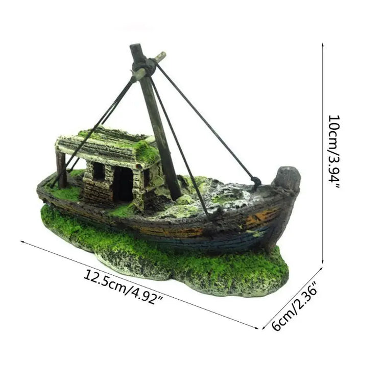 Aquarium Decoration Resin Pirate Ship Wreck – Fish Tank Landscape Ornament