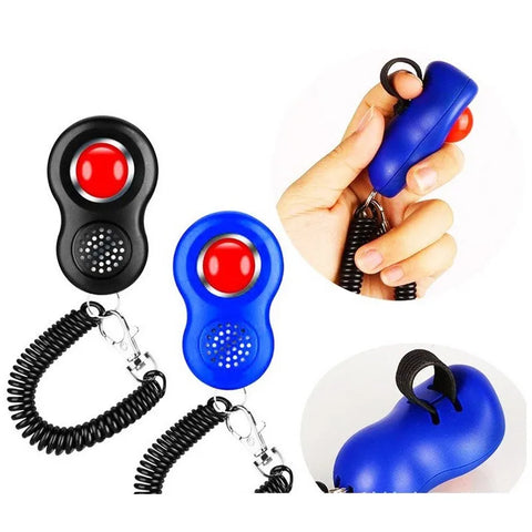 Pet Training Clicker with Finger Loop & Wrist Band – Humane Trainer for Dogs/Cats