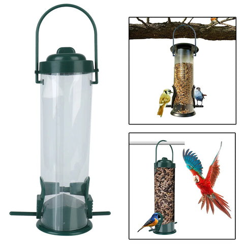 Hanging Bird Feeder | Outdoor Wild Bird Seed Feeder | Garden & Paddock Decor | Plastic Cage Feeder for Small & Large Birds | Easy to Fill & Clean