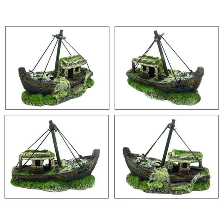 Aquarium Decoration Resin Pirate Ship Wreck – Fish Tank Landscape Ornament
