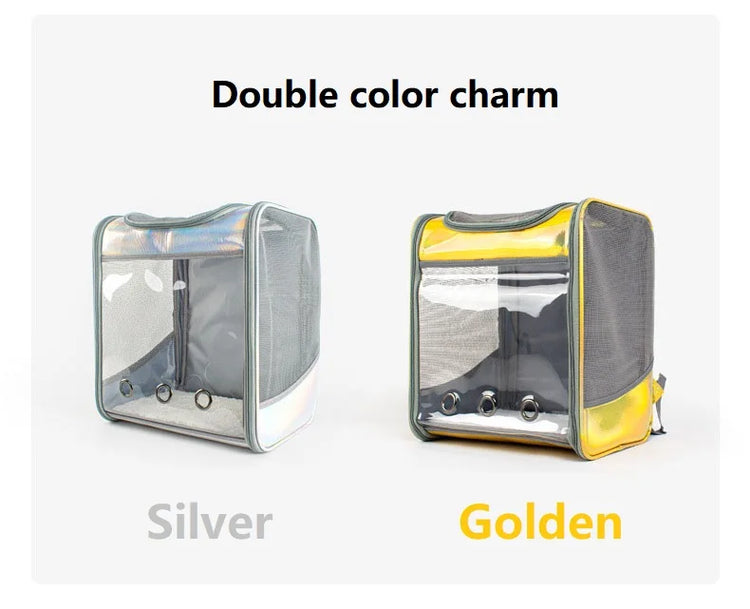 Pet Cat Carrier Backpack | Transparent Laser Shoulder Bag for Small Dogs/Cats (7KG Capacity)