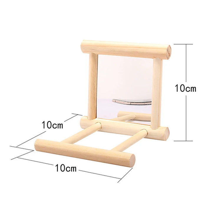 Bird Mirror with Perch | Parrot Toy Stand for Cage | Bird Toy for Parakeets, Cockatiels