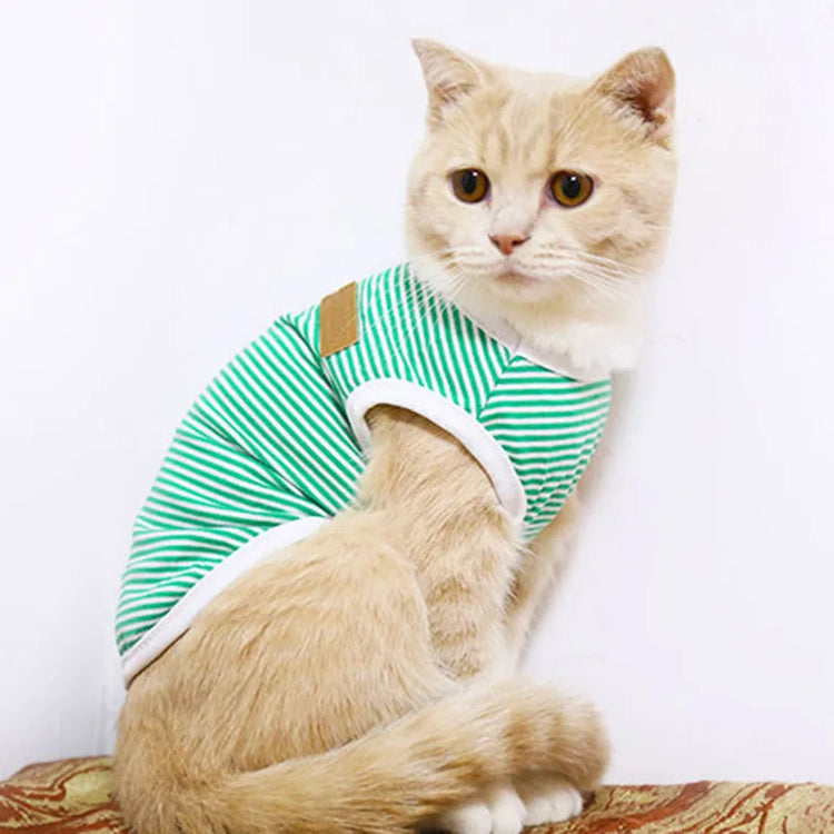 Classic Striped Cat Vest Shirt | Lightweight Summer Pet Clothes For Cats/Small Dogs