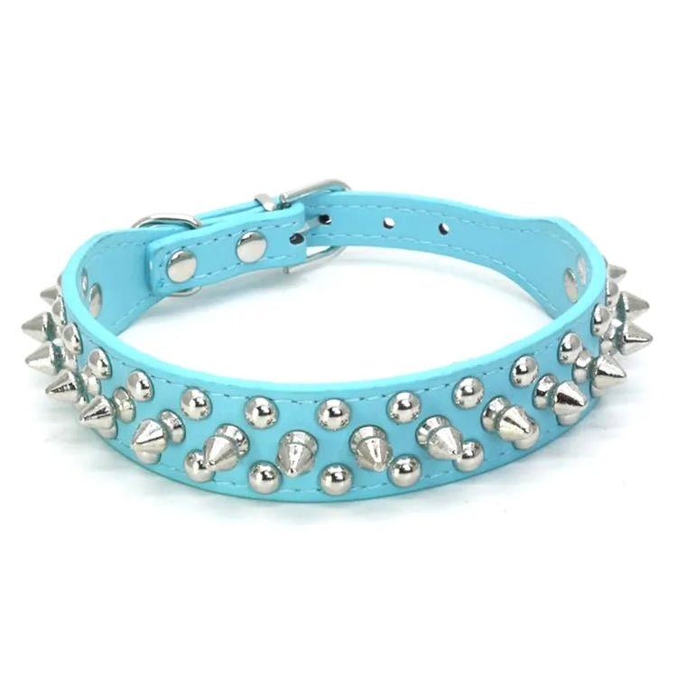 Anti-Bite Spiked Leather Dog Collar – Padded Studded Collar for Small, Medium & Large Breeds