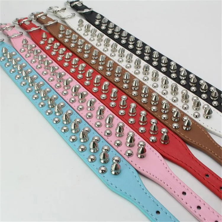 Anti-Bite Spiked Leather Dog Collar – Padded Studded Collar for Small, Medium & Large Breeds