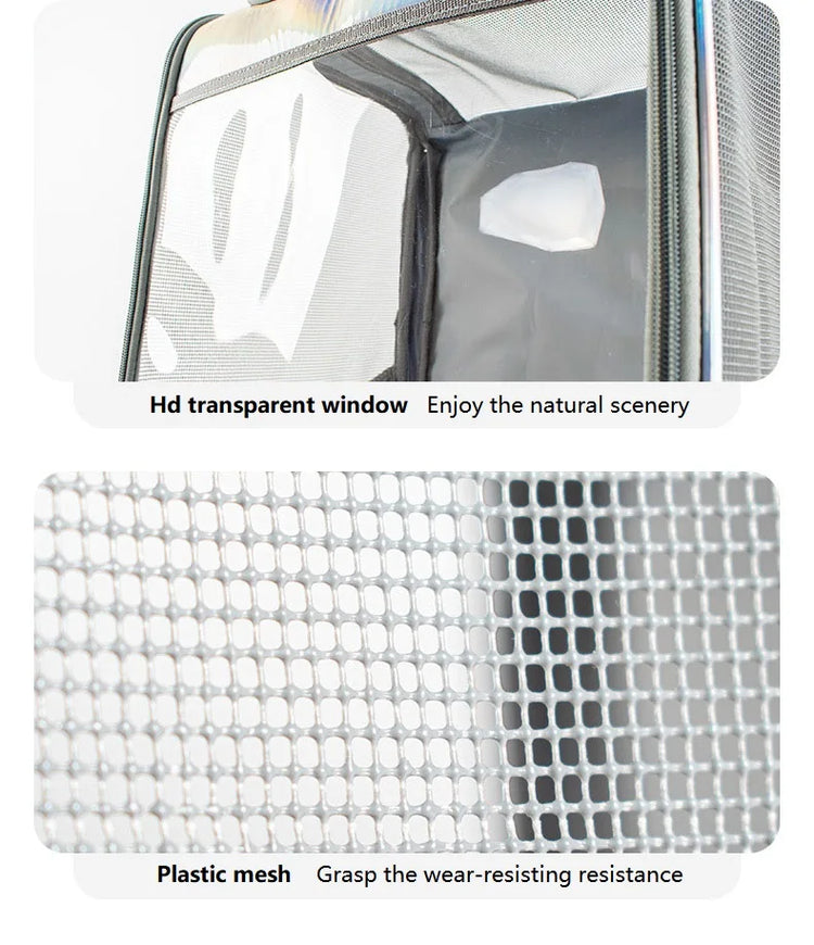 Pet Cat Carrier Backpack | Transparent Laser Shoulder Bag for Small Dogs/Cats (7KG Capacity)