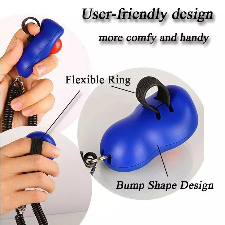 Pet Training Clicker with Finger Loop & Wrist Band – Humane Trainer for Dogs/Cats