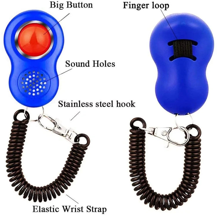 Pet Training Clicker with Finger Loop & Wrist Band – Humane Trainer for Dogs/Cats