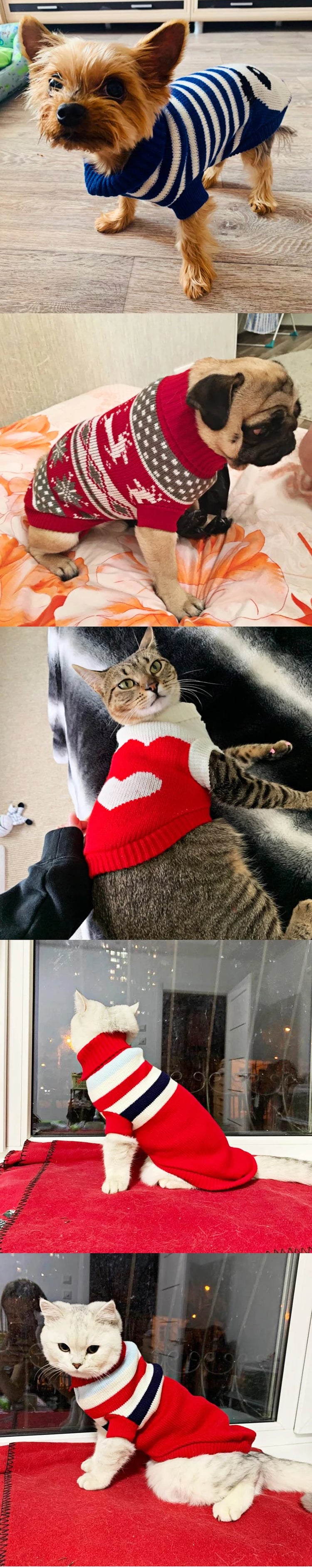Warm Pet Clothes | Christmas Knitted Sweater | For Small, Medium Dogs/Cats