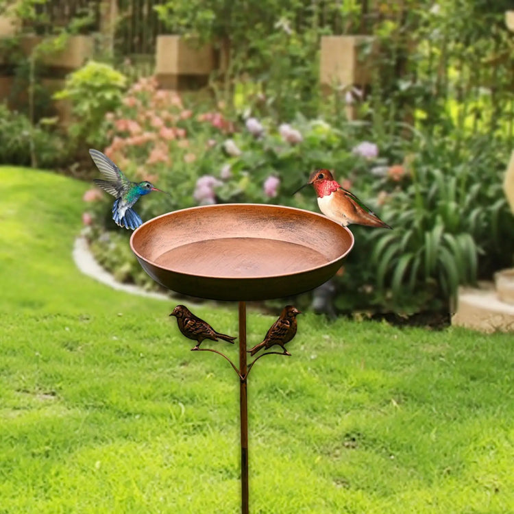 Freestanding Bird Bath with Metal Stand – 5-Prong Base Outdoor Bird Feeder Bowl for Patio, Garden & Lawn Decor