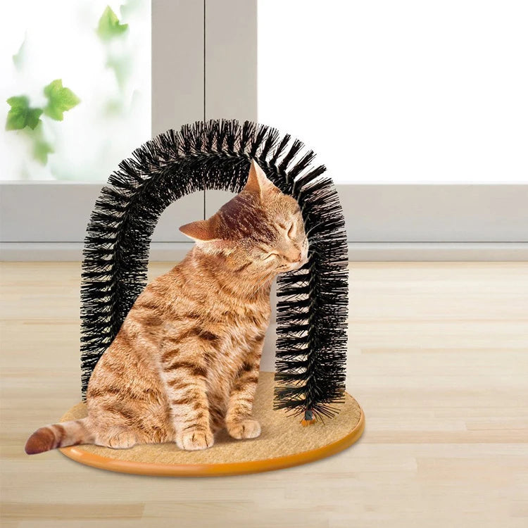Cat Scratch Massage Beauty Brush | Door Caress Rub Fur Arch | Cat Interactive Toy with Floor Felt Mat