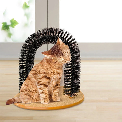 Cat Scratch Massage Beauty Brush | Door Caress Rub Fur Arch | Cat Interactive Toy with Floor Felt Mat