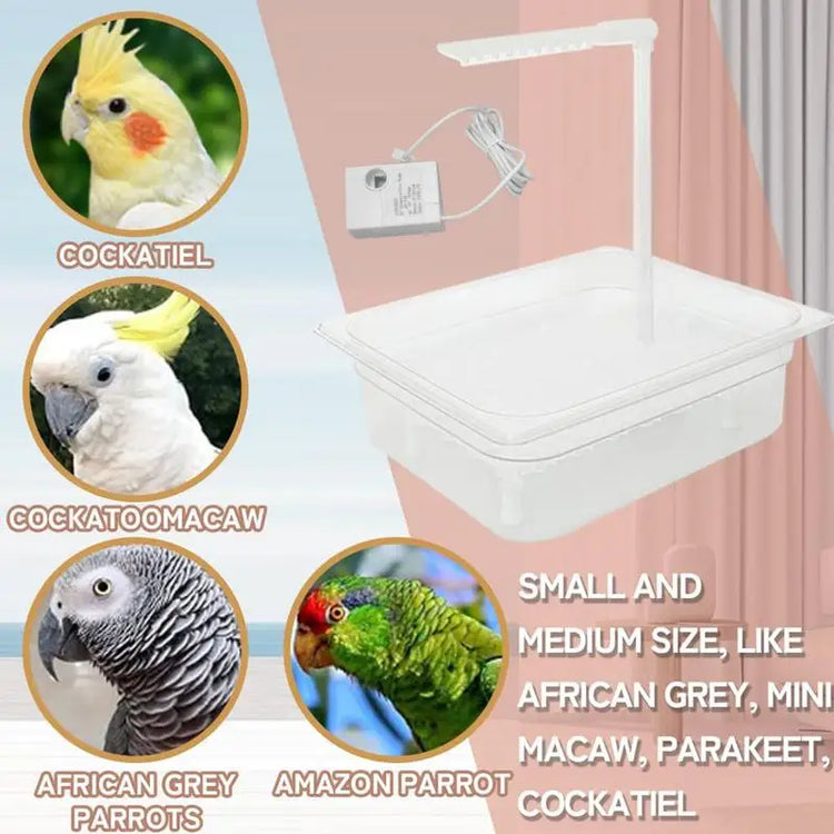 Bird automatic Bathing Tub | Small Parrot Bowls / Multipurpose Small Bathtub Bowl - Cage USB Bird Shower Fountain For Parakeets
