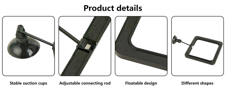 Aquarium Feeding Ring Floating Food Tray with Suction Cup – Square Fish Feeder (Black & Blue)