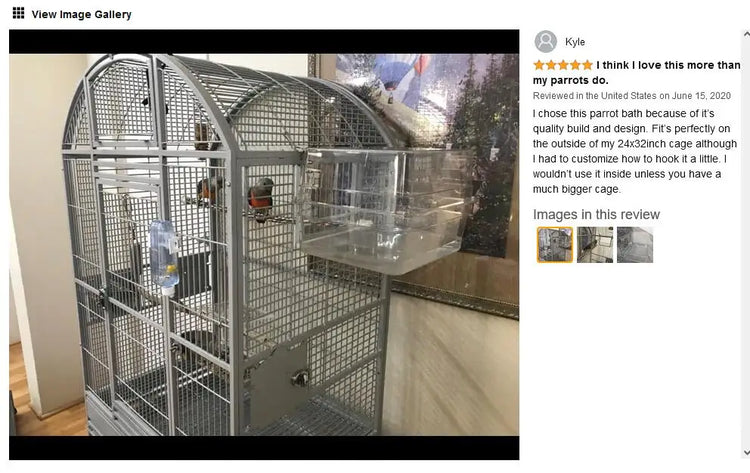 Bird Bath Shower Bathtub Box Large Hanging Clear Transparent Cube for Parrots Cage Accessories Bowl