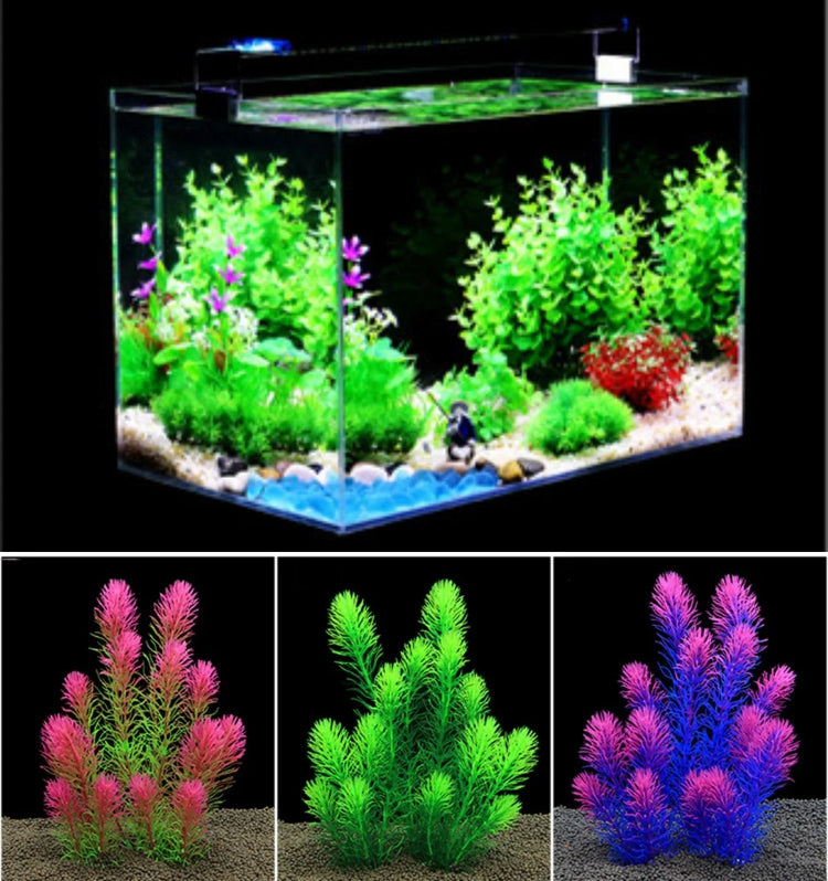 Artificial Aquarium Plants – Simulated Dog's Tail Grass with Ceramic Base, 26cm