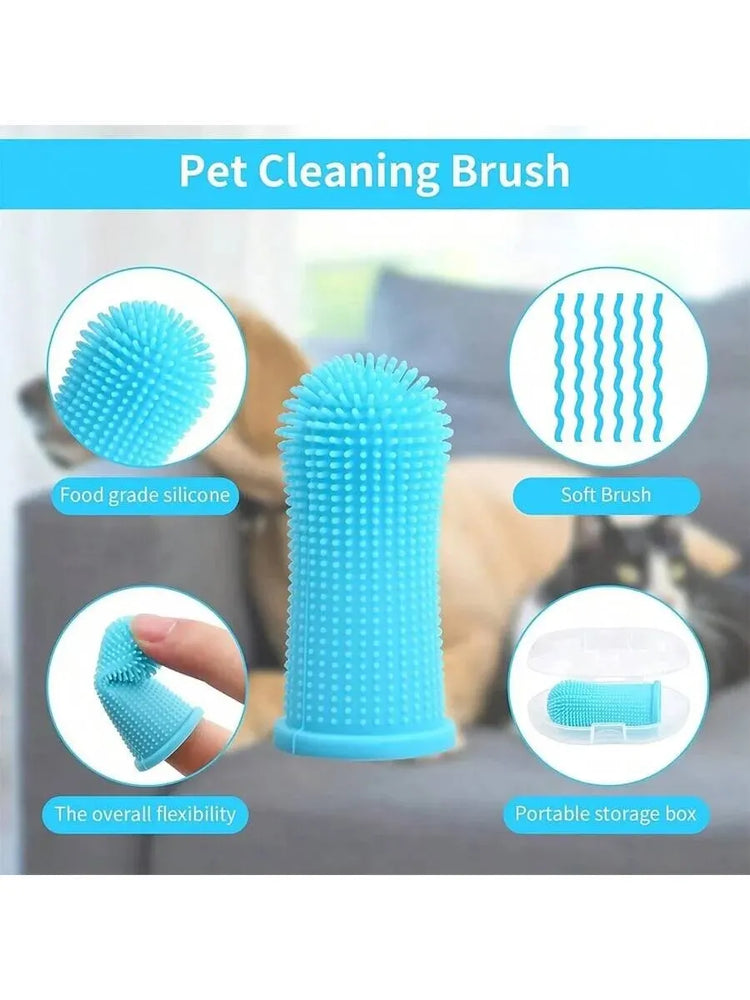 Pet Finger Toothbrush | Oral Cleaning for Cats & Dogs | Silicone Bristle Toothbrush | Dental Care Cleaning Products