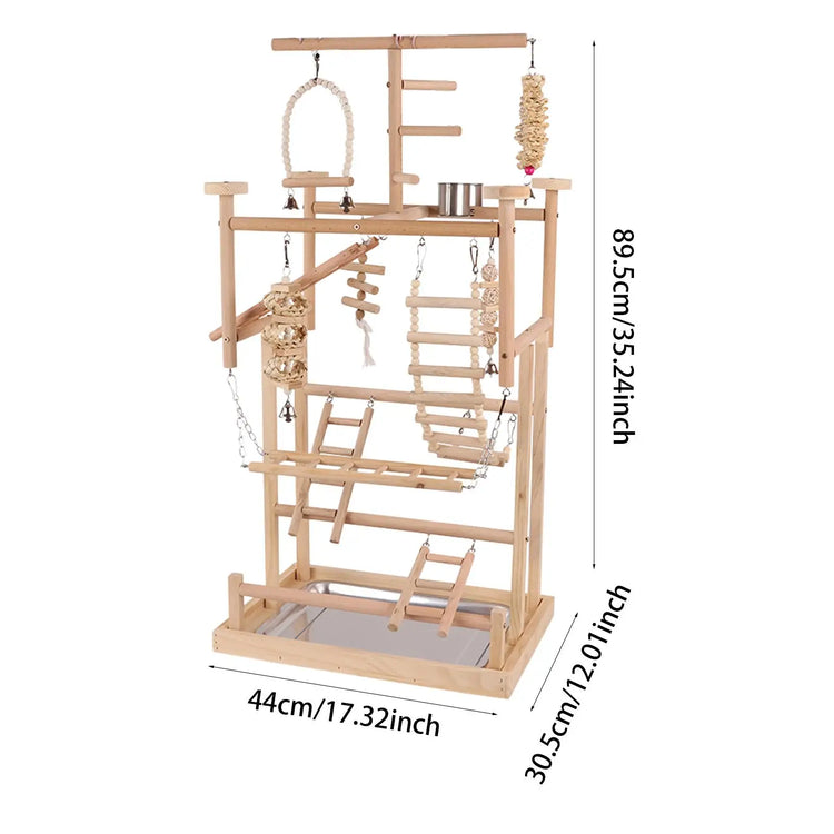 Bird Playground with Ladder | Wood Bird Activity Center | Parrot Stand Perch for Cockatiel, Lovebird, Parakeet, Bluebird, Hummingbird