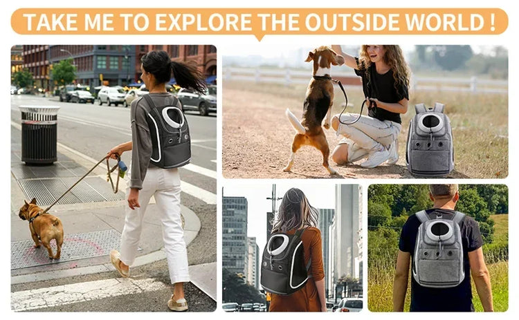 Portable Breathable Dog & Cat Carrier Backpack – Travel Pet Bag with Mesh Window and Adjustable Straps
