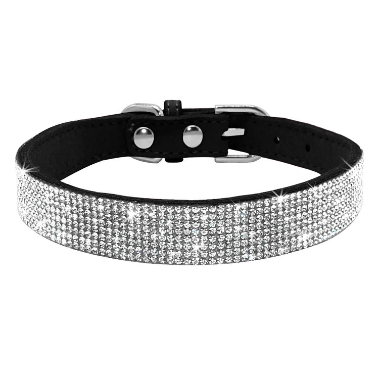 Bling Rhinestone Dog Cat Collars | Leather Pet Puppy Kitten Collar | Walk Leash Lead for Small Medium Dogs Cats | Chihuahua Pug Yorkie
