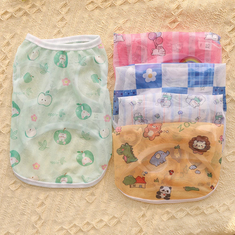 Original Cartoon Summer Mesh Vest | Cute & Breathable Pet Clothing For Cats/Dogs