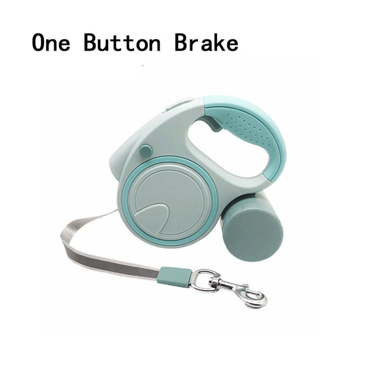 Retractable Dog Leash with LED Light and Waste Bag – 5M Durable Nylon Rope