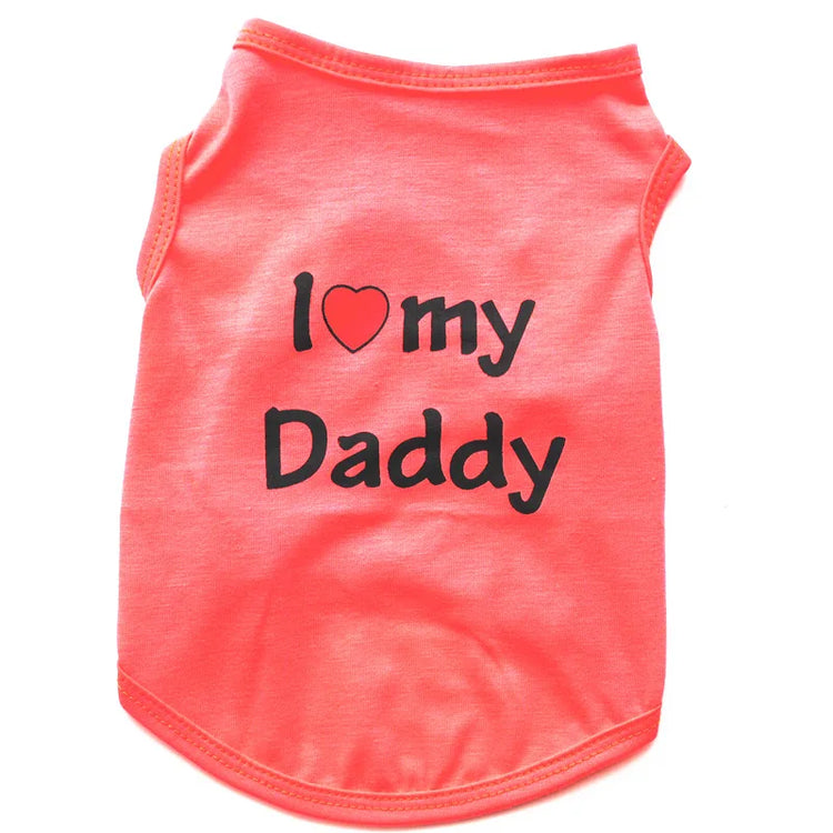 "Love Mommy & Daddy" Cotton Cat Vest | Cute Printed T-Shirt for Cats/ Small Dogs