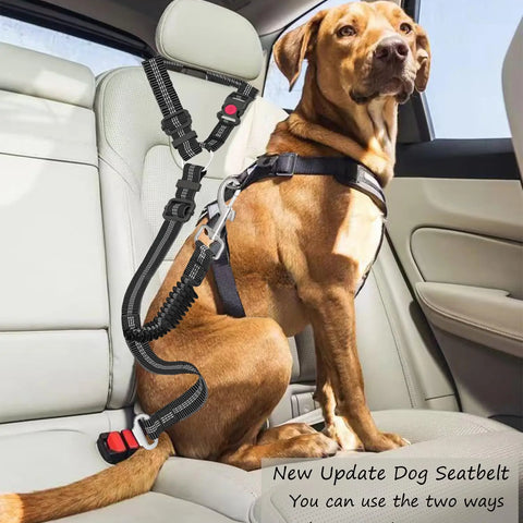 Adjustable Dog Car Seat Belt | Striped Nylon Large Dog Traction Rope for Car Rides