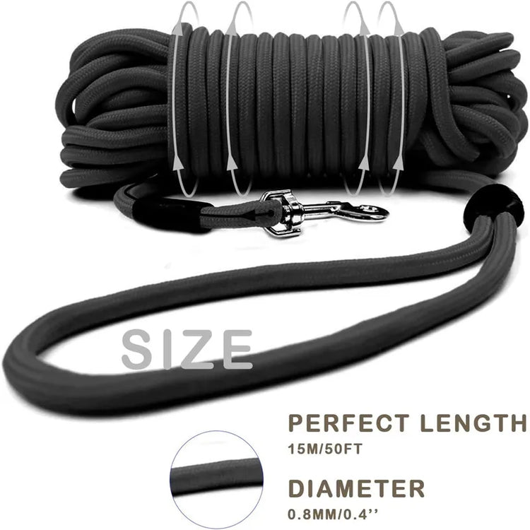 Long Nylon Dog Leash – 5m / 10m / 15m Round Rope for Outdoor Training & Walking
