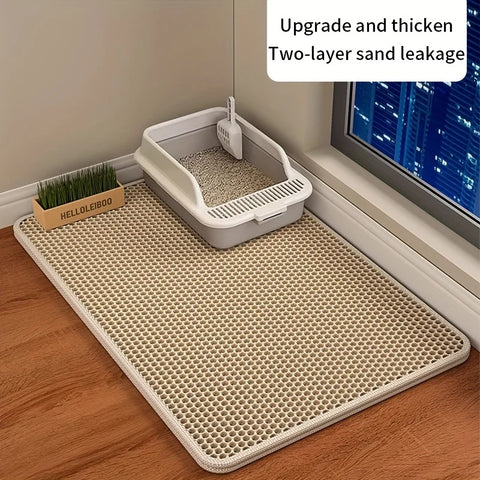 1Pc Large Size Cat Litter Mat | Advanced Honeycomb Double-Layer Design | Urine Waterproof | Easy Cleaning | Scatter Control | Stay Clean