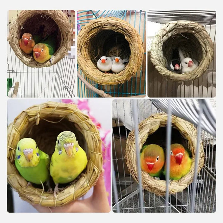 Natural Handmade Straw Bird Nest – Parrot & Pigeon House | Cozy Cage Bedroom for Small Birds & Pets