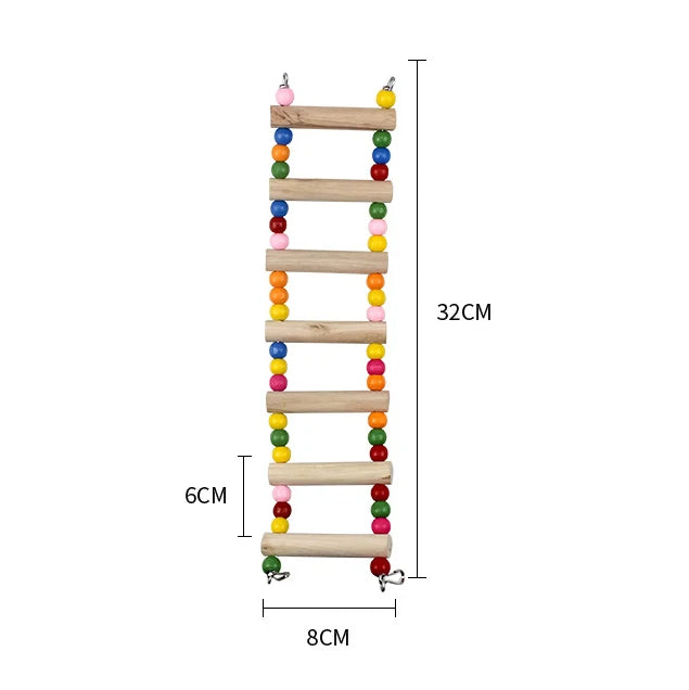 Bird Parrot Toys | Colorful Hanging Cage Climbing Ladders with Natural Wood | Parrots Suspension Bridge Swing Toys | Bird Toy Supplies