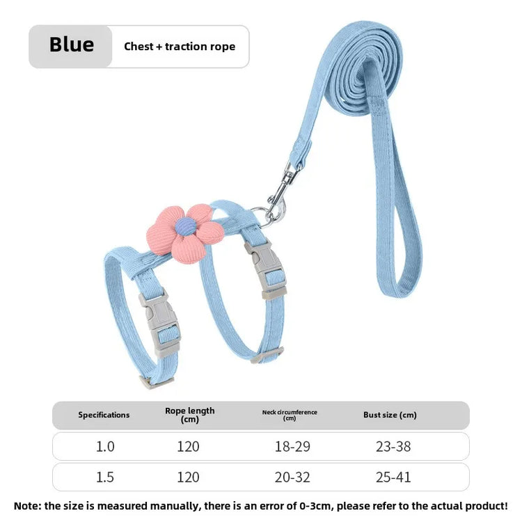 Cat Harness Leash Set | Adjustable Puppy Harness Vest | Escape Proof | Kitten Chest Strap | Chihuahua & Pug | Outdoor Walking Lead Leash