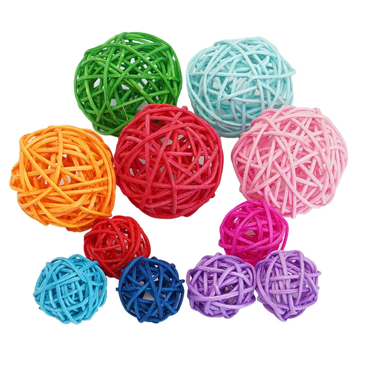 Pet Bird Toys Chewing Toys | Bird Rattan Ball Toy - Parrot Budgie Parakeet Cockatiel | Chewing/Playing Toys | Parrot Cage Toys - 5pcs