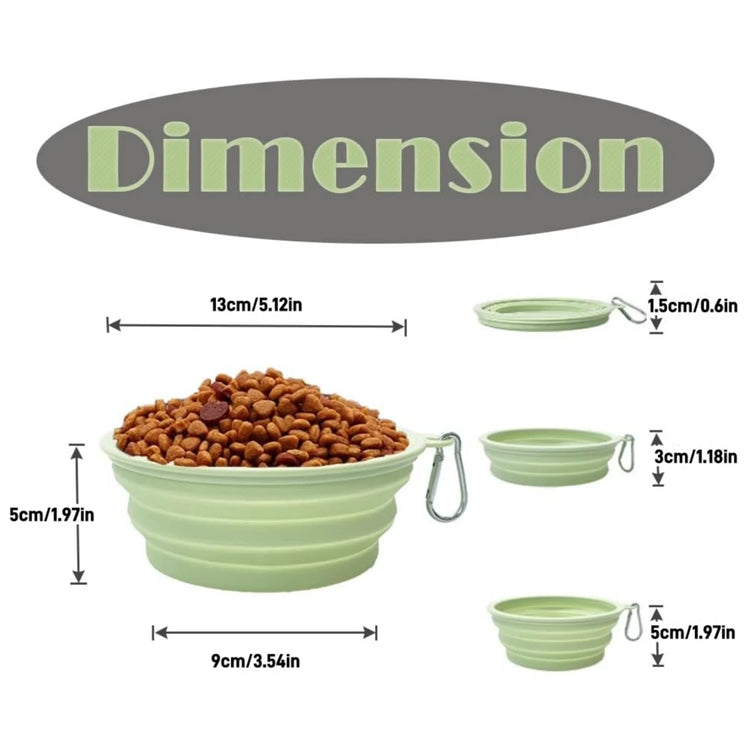 2pcs Collapsible Silicone Pet Bowls for Food & Water | Outdoor Camping & Travel Portable Folding Supplies Dishes with Carabiner