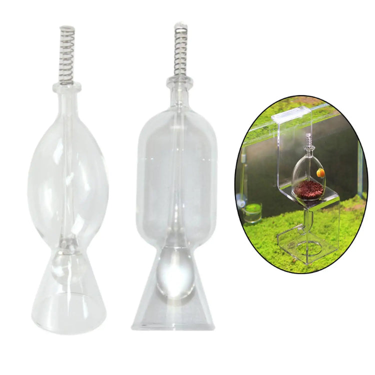 Glass Aquarium Fish Feeder – Transparent, Easy-to-Use Food Dispenser for Freshwater & Saltwater Tanks