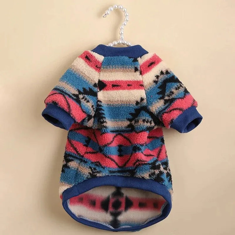 Striped Ethnic Pet Sweatshirt | Cozy Wear for Dogs/Cats for Autumn/Spring