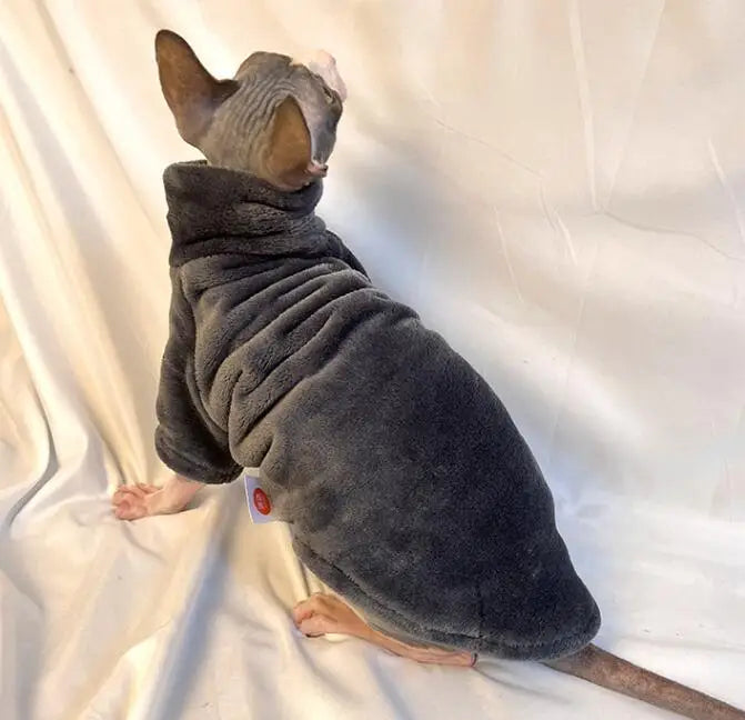 Warm Coral Velvet Cat Clothes | Hairless Sphynx Vest | Winter Turtleneck Kitten Outfit | Puppy Costume | Pet Accessories for Gatitos