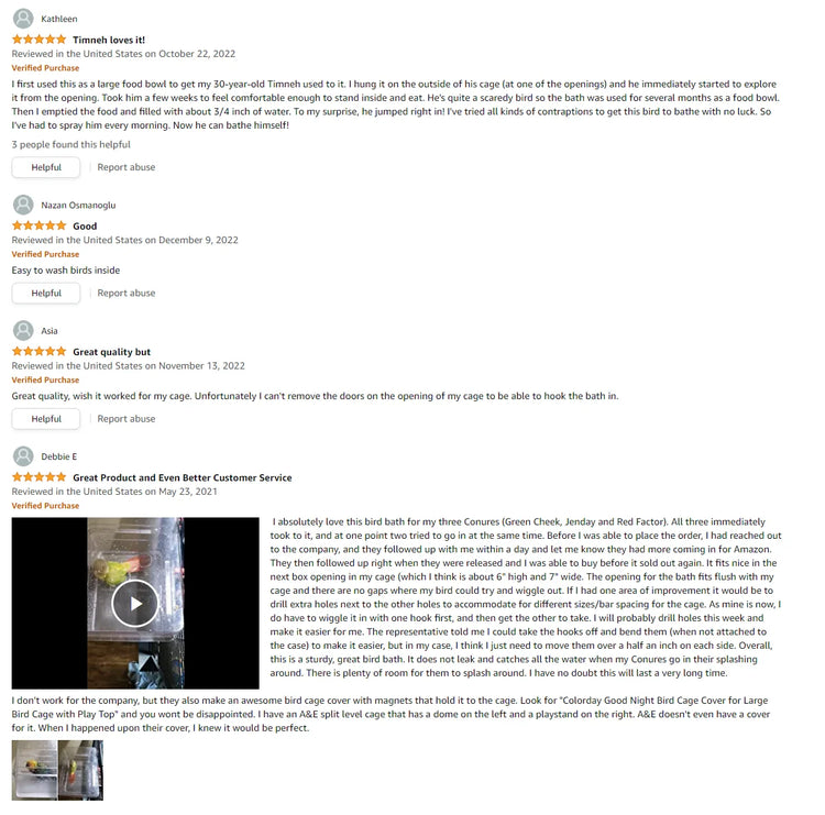 Bird Bath for birds Parrots Tub Large Clear Transparent Swimming Pool Box for Birds to Splash and Play Parrot Shower Bathtub