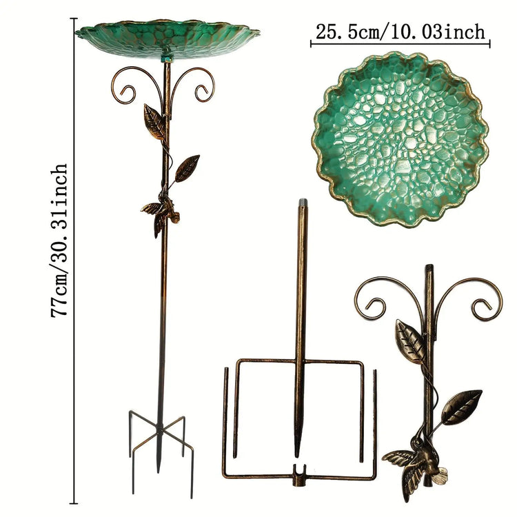 Bird Bath For Outdoor Decorative Birdbath For Garden Courtyard Decoration Bird Feeding And Water Bathing Basin With Base Stake