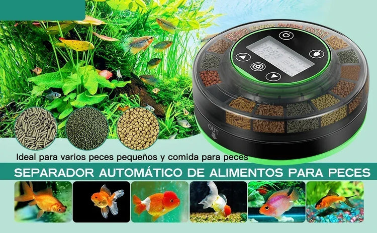 Automatic Fish Feeder for Aquarium with LCD Display and USB Rechargeable Timer – 3-Speed Adjustable Food Dispenser