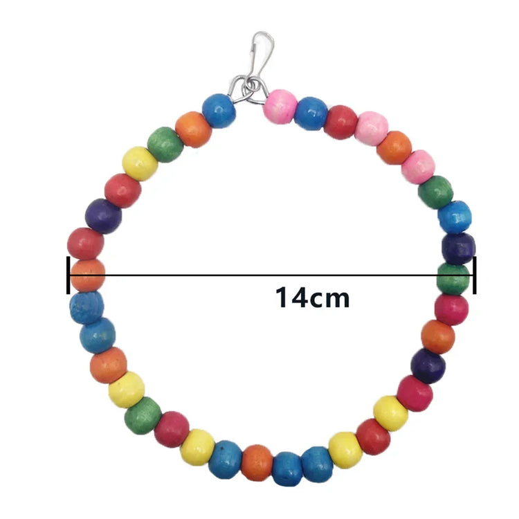 Bird Cage Toys for Parrots | Wooden Colorful Swing Ladder Birds / Reliable Chewable Bite Bridge - Wooden Beads Shape Parrot Toy