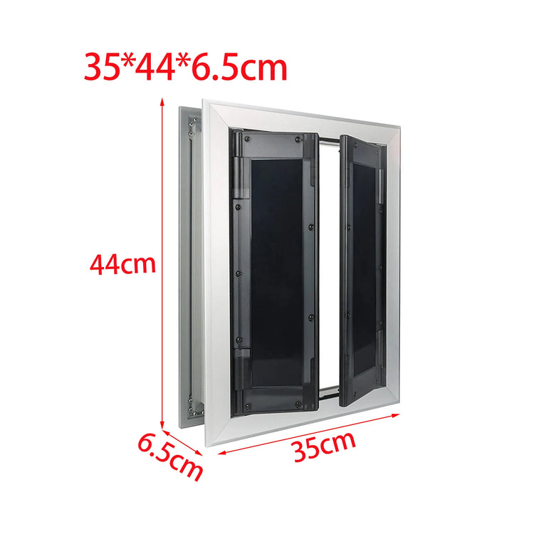 Heavy-Duty Aluminum Dog Door with Lockable Dual Flap – Magnetic Closure Pet Door for Medium & Large Dogs, Indoor/Outdoor Use