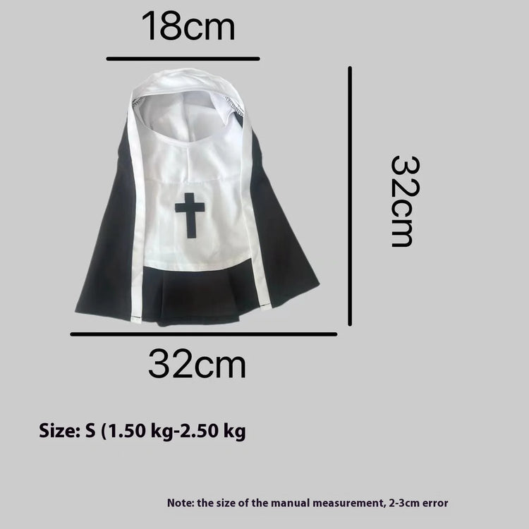Nun Cloak Halloween Costume for Cats & Small Dogs | Breathable Cosplay Outfit | Funny Pet Photo Prop & Gift