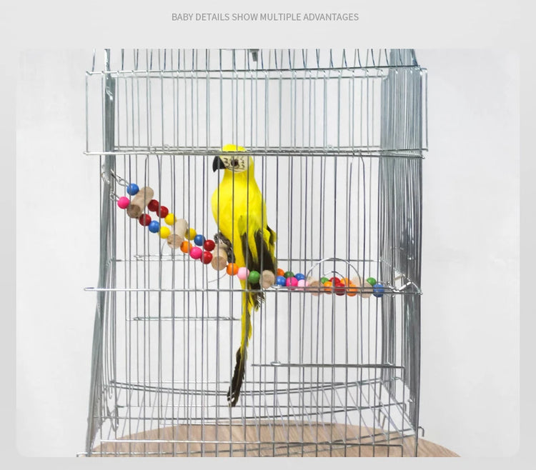 Bird Parrot Toys | Colorful Hanging Cage Climbing Ladders with Natural Wood | Parrots Suspension Bridge Swing Toys | Bird Toy Supplies