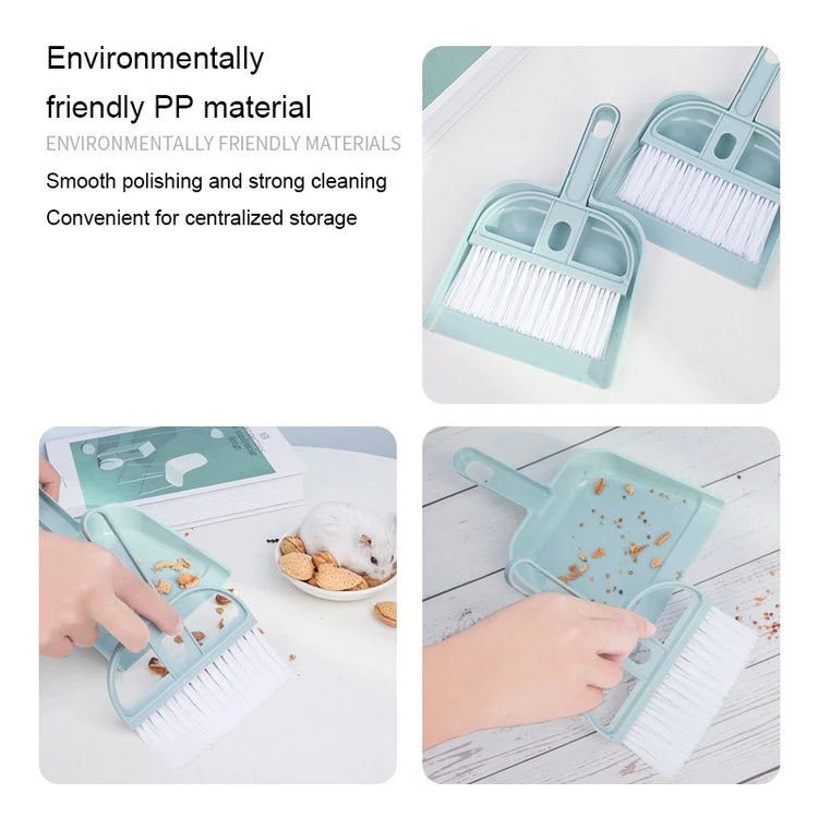 Blue Mini Desktop Cleaning Brush | Pet Mini Broom Set | Dog/Cat Cleaning & Disinfection | Household Cleaning Products