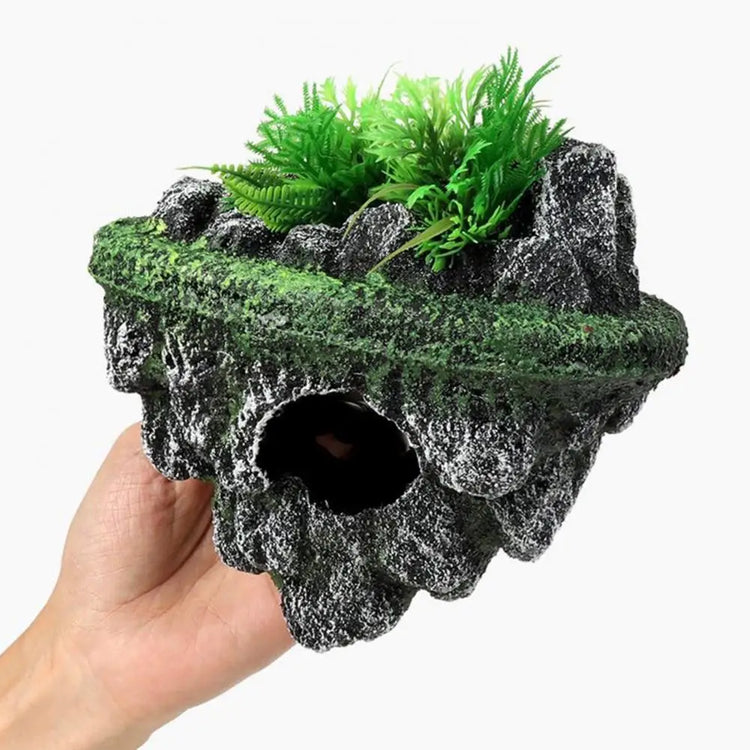Fish Tank Artificial Stone Decoration – Miniature Floating Moss Rock with Cave Hideout for Aquarium Landscaping